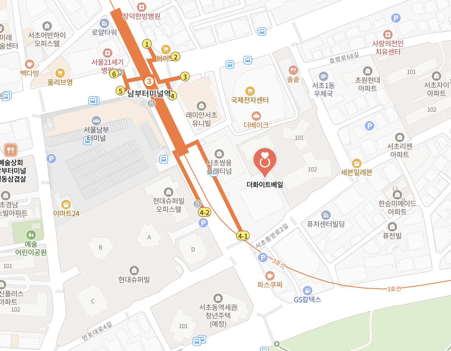 더화이트베일 위치 지도